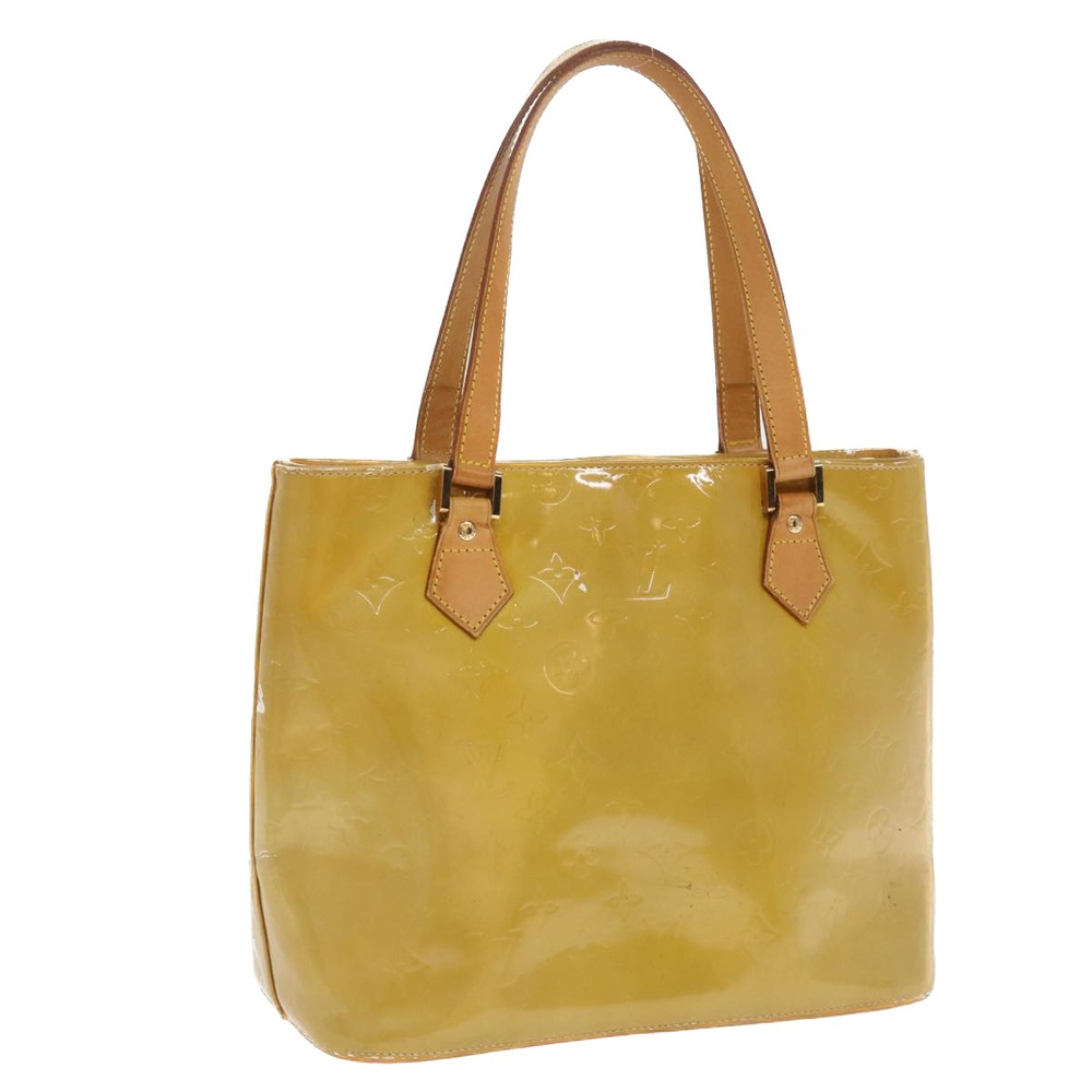LOUIS VUITTON Monogram Vernis Houston Hand Bag Yellow M91055 LV Auth hk567